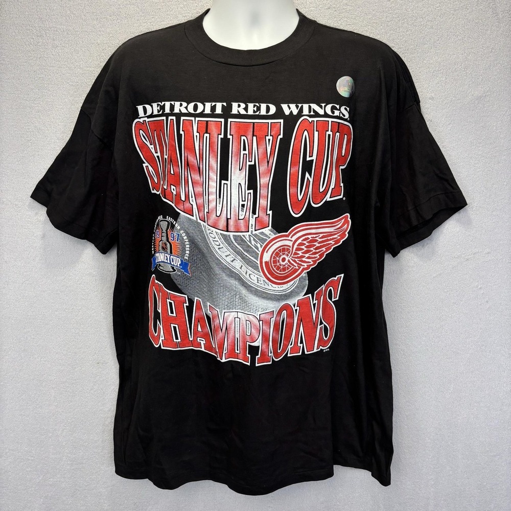 NEW Vintage 1997 Detroit Red Wings Stanley Cup Champions T-Shirt Mens XL 90s